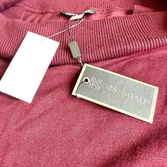 NWT Cable & Gauge Burgundy Off The Shoulder Strappy Sweater - Picture 7 of 16
